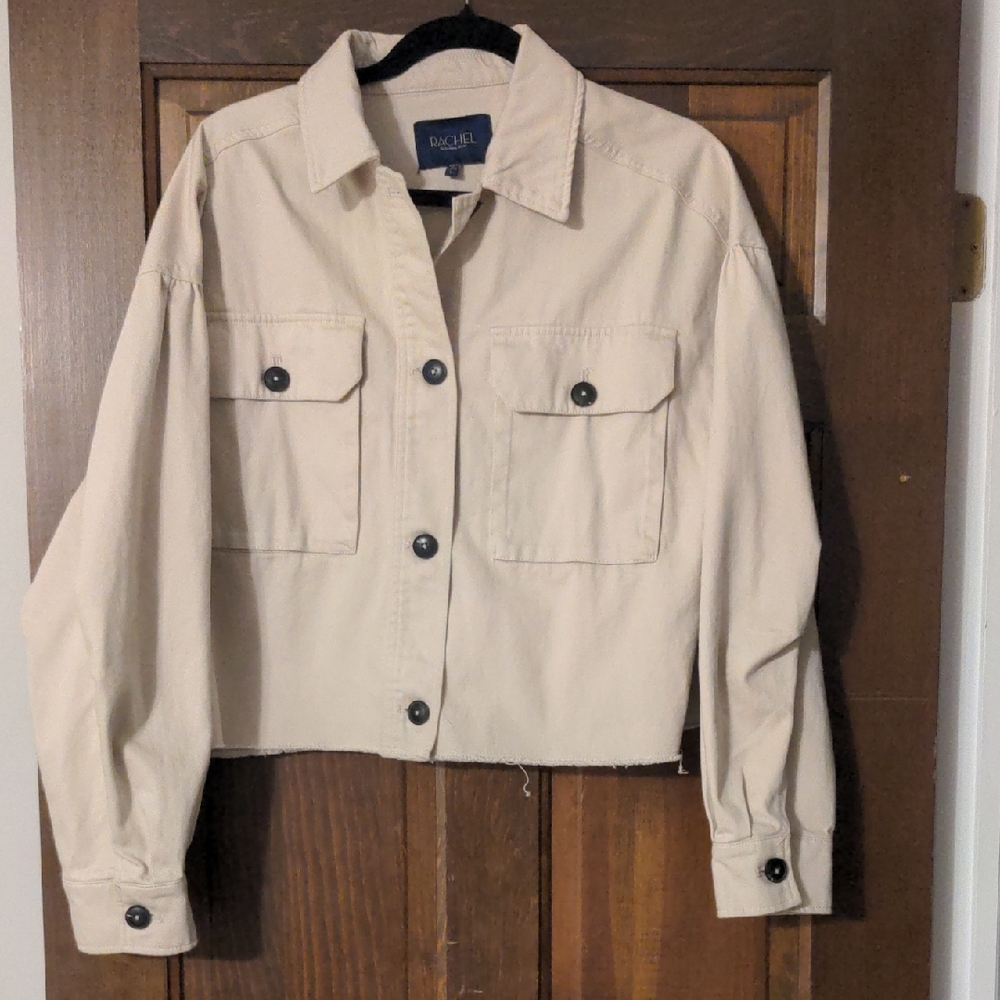 Rachel Cropped Utility Jacket in Beige